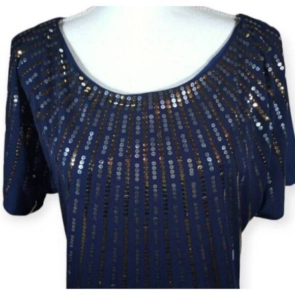 B. DARLIN NAVY & SEQUIN DRESS SZ.5/6 EUC. - Picture 2 of 7